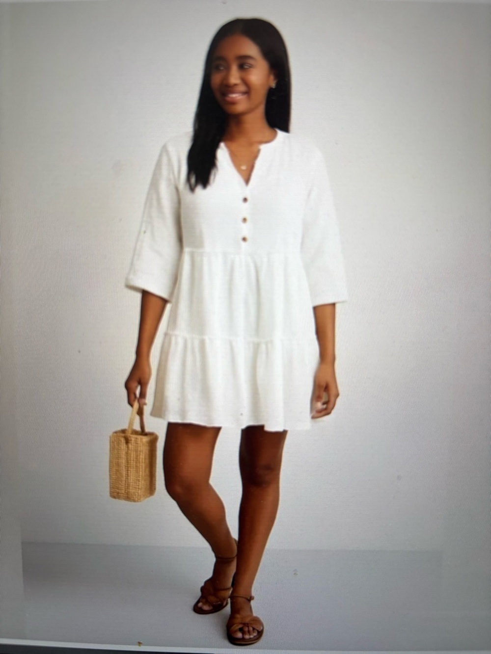 White Button-Down Women's Dress